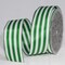 The Ribbon People Shimmering Green and White French Wired Stripe Craft Ribbon 1.5" x 27 Yards